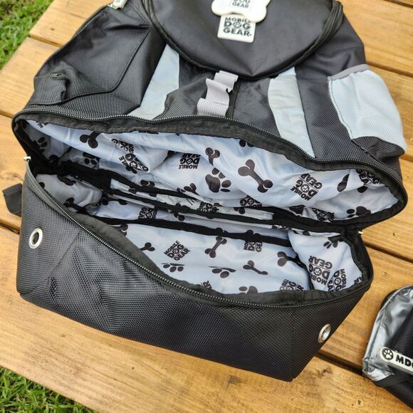 Mobile Dog Gear Weekender Drop Bottom Backpack Black Silver Refective Adj. Strap - Picture 6 of 12